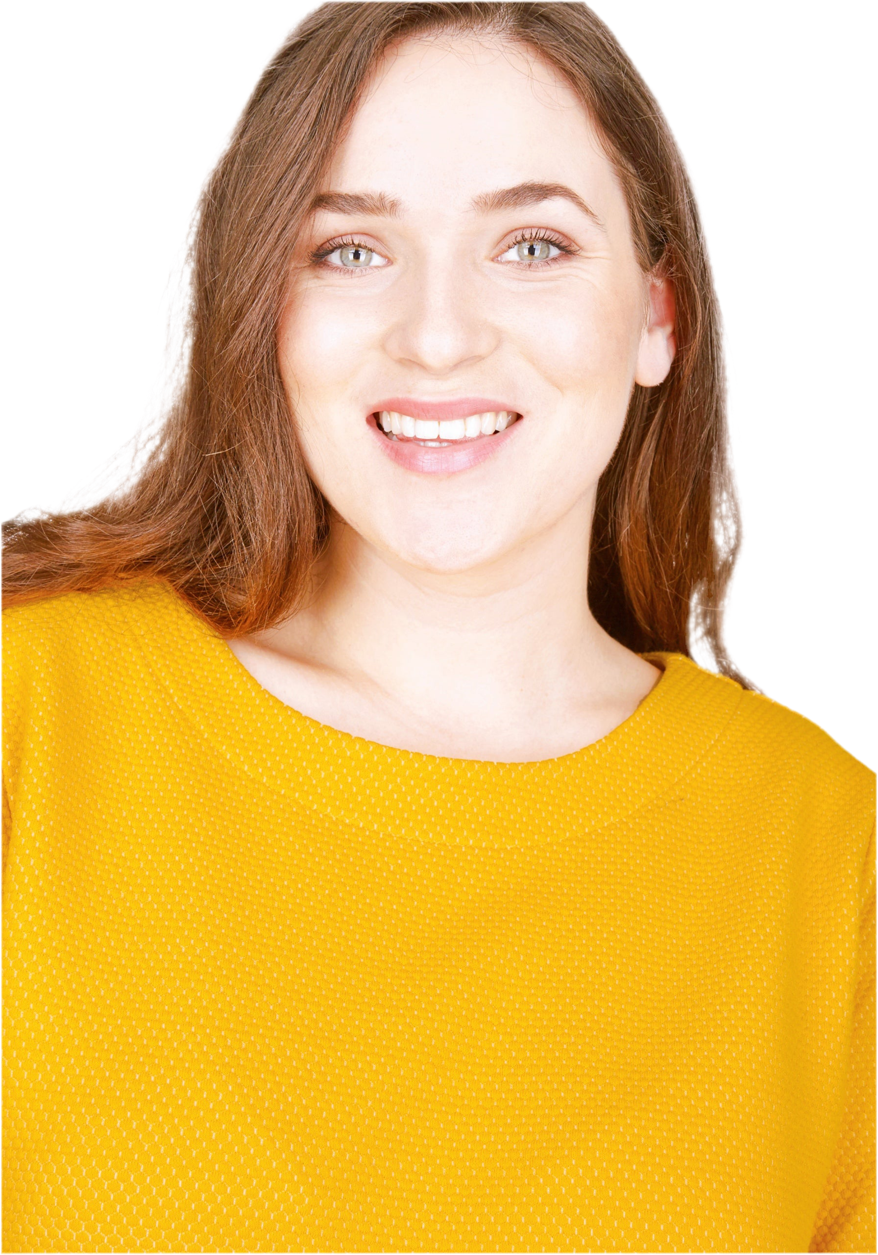 Rundhalsausschnitt Shirt Dreiviertel Arm gelb 