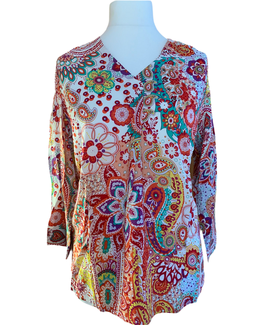 Tunika-Bluse von Navigazione mit Paisley und Blumen Muster